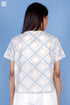 Slub Cotton Crop Top In Gold Block Print